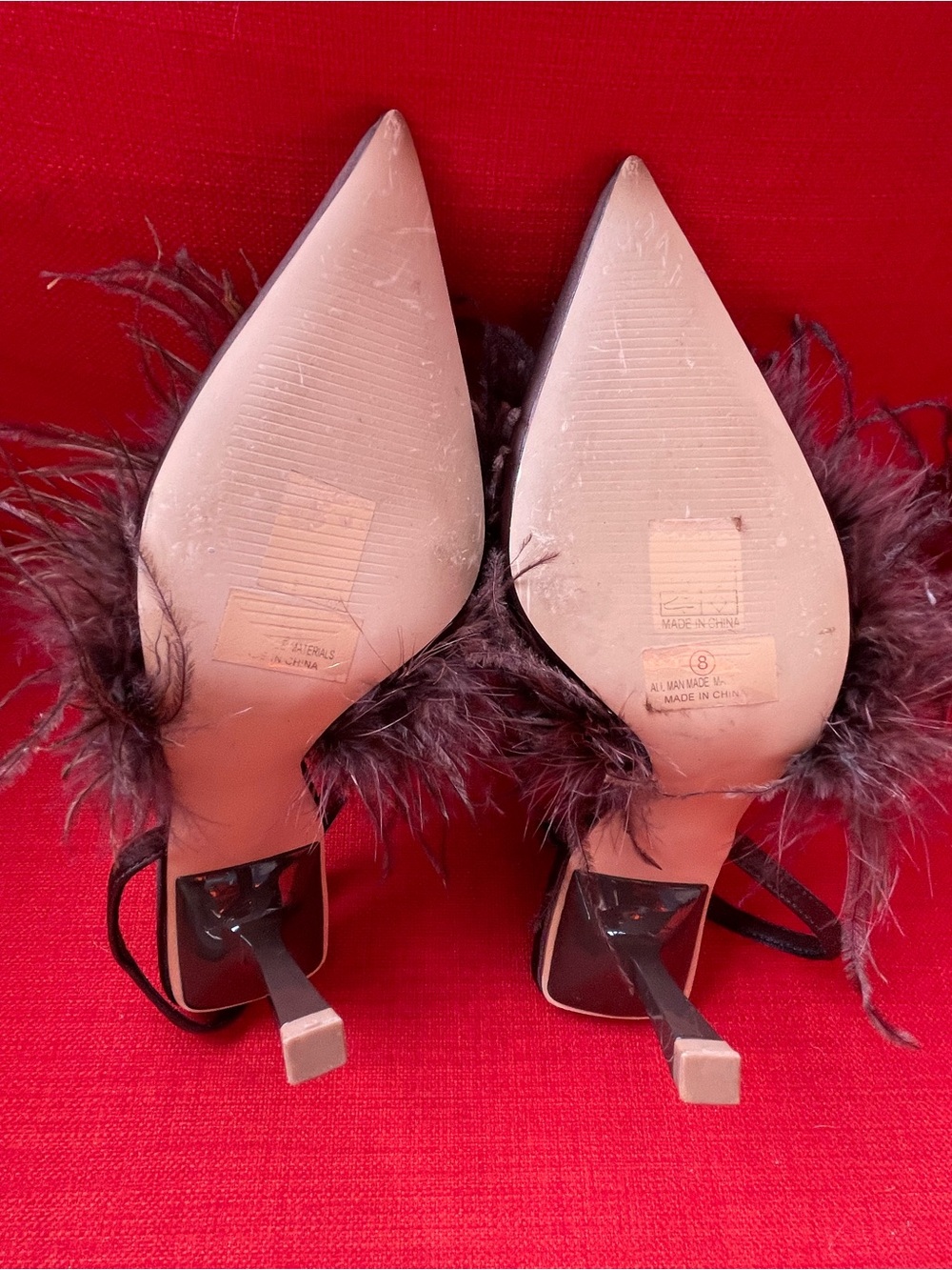 Glam femme Whimsigoth Feather Slingback Pumps Sz 8 - Picture 4 of 4